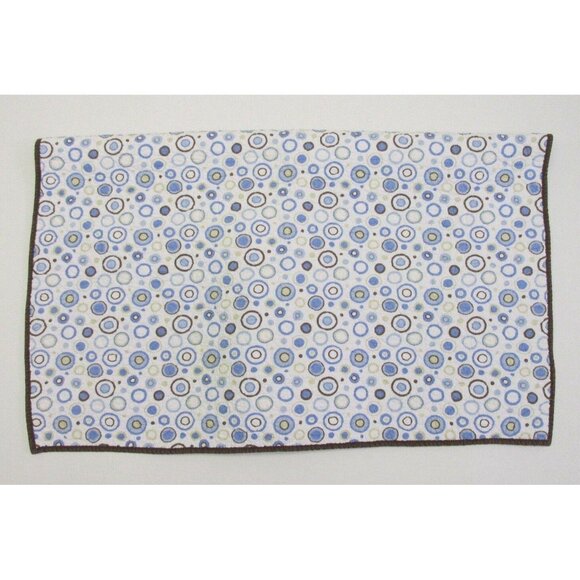Crib Blanket Quilt Blue Brown Circles Dots Cotton Play Mat 35x42 by Tiddliwinks - Picture 2 of 7